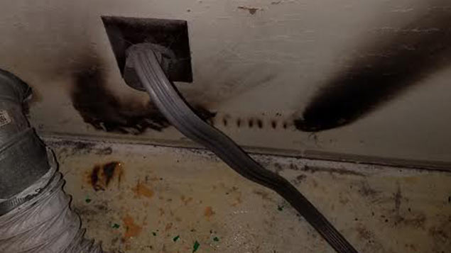 Dryer Vent connector combusted due to low air flow